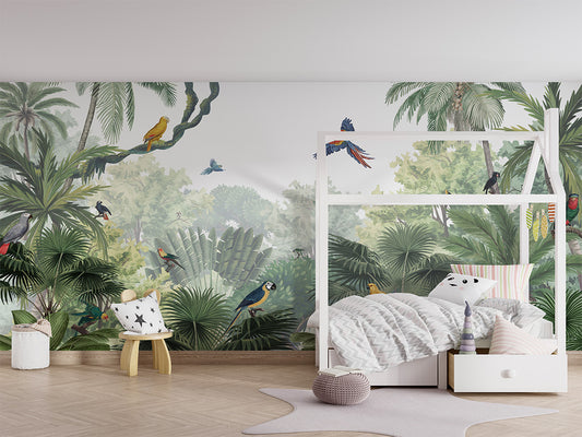 Canopy Jungle - Natural luxury wallpaper in kids room interior — Artehub Egypt