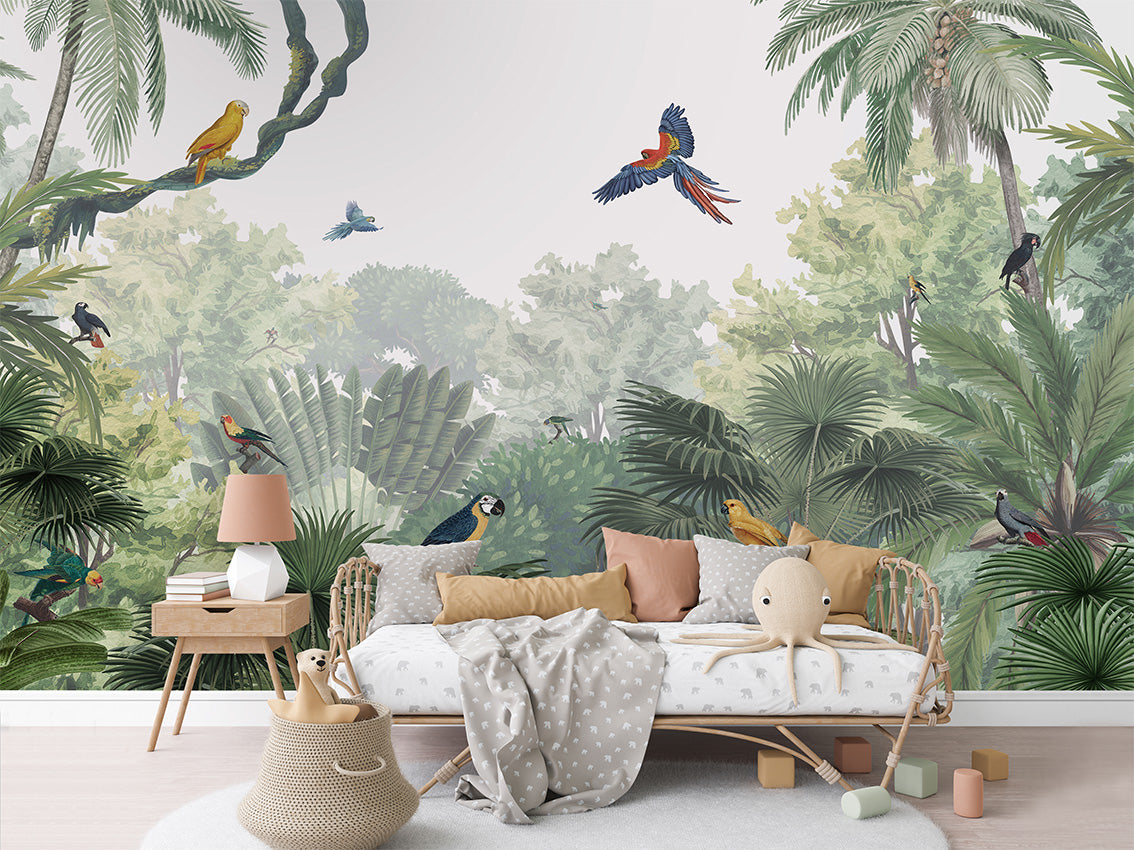 Canopy Jungle - Natural luxury wallpaper in kids room interior — Artehub Egypt