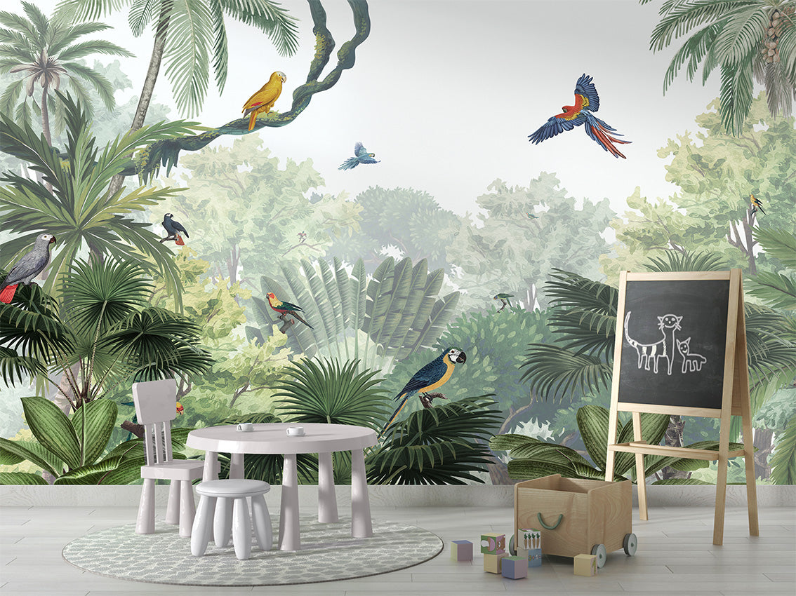 Canopy Jungle - Natural luxury wallpaper in kids room interior — Artehub Egypt