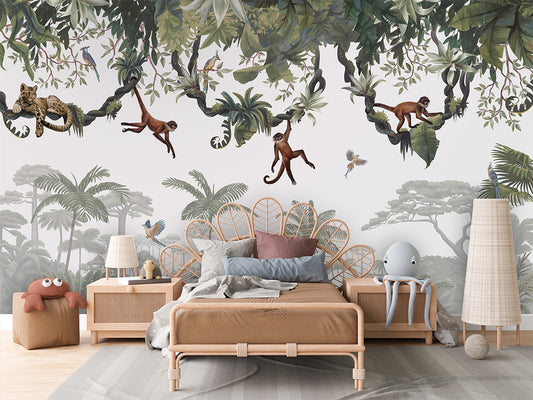 Cheeky Monkeys luxury wallpaper in kids room interior — Artehub Egypt