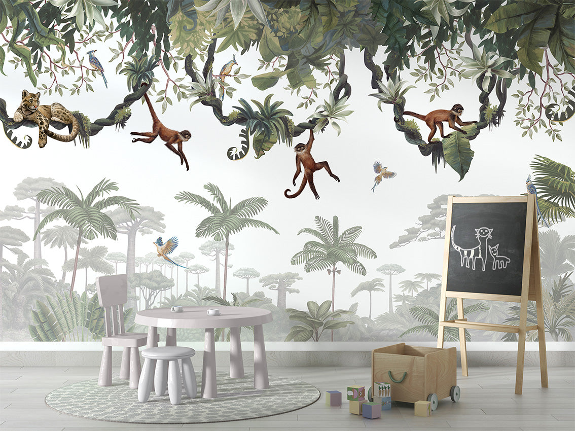 Cheeky Monkeys luxury wallpaper in kids room interior — Artehub Egypt