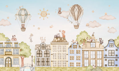 City Cats mural wallpaper design — premium wallpaper by Artehub Egypt