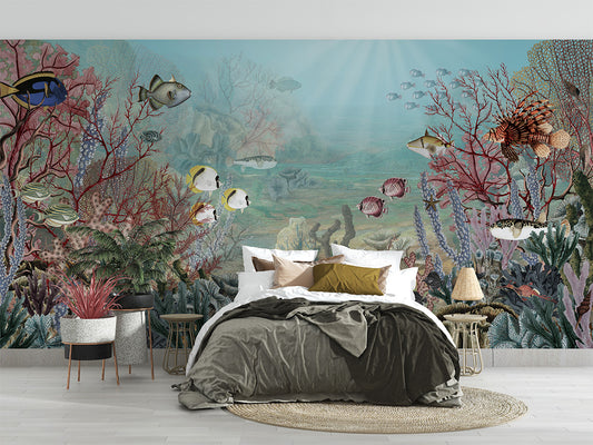 Coral Creatures luxury wallpaper interior room:bedroom — Artehub Egypt