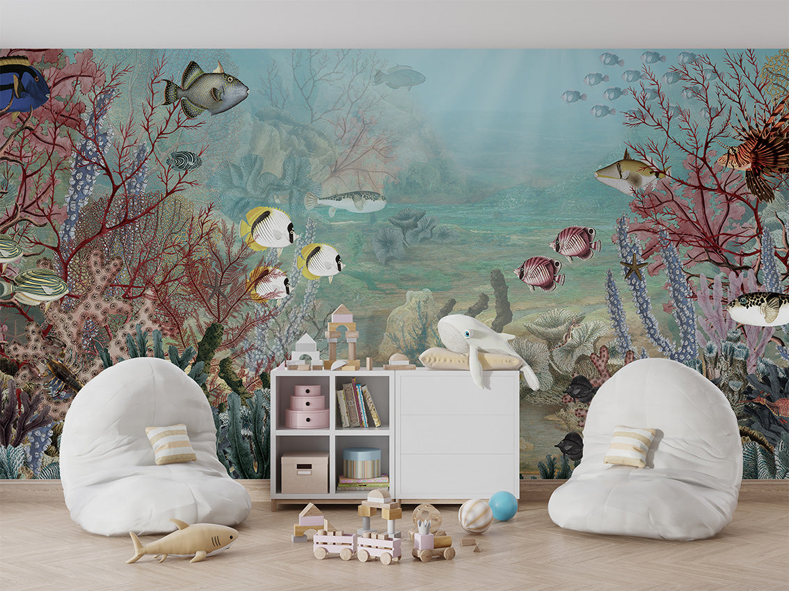 Coral Creatures luxury wallpaper interior room:kidsroom — Artehub Egypt