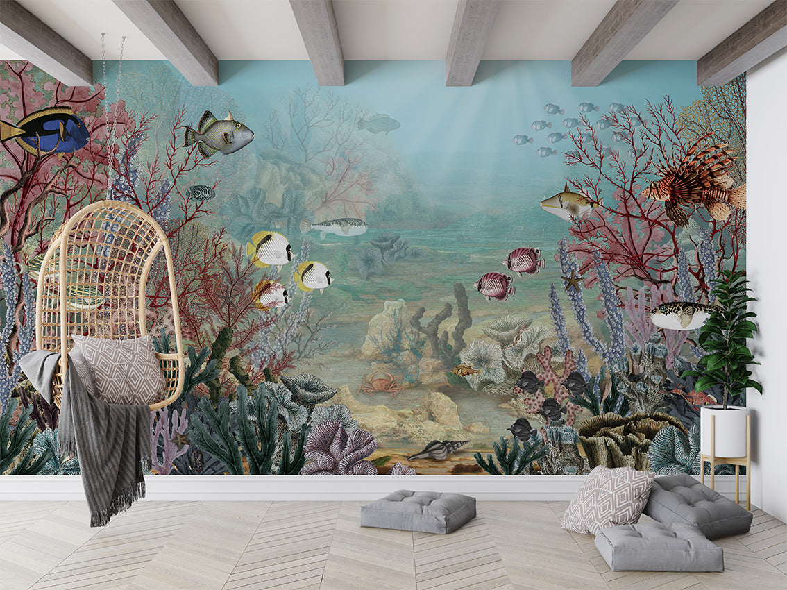 Coral Creatures luxury wallpaper interior room:livingroom — Artehub Egypt