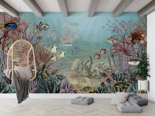 Coral Creatures luxury wallpaper interior room:livingroom — Artehub Egypt
