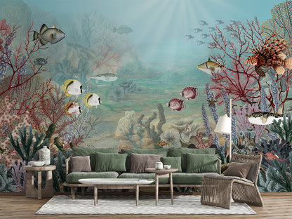 Coral Creatures luxury wallpaper interior room:livingroom — Artehub Egypt