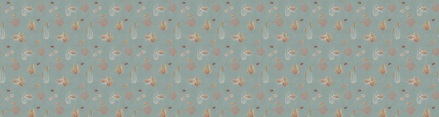 Coral Garden Blue European motif wallpaper design for kids room — Artehub Egypt