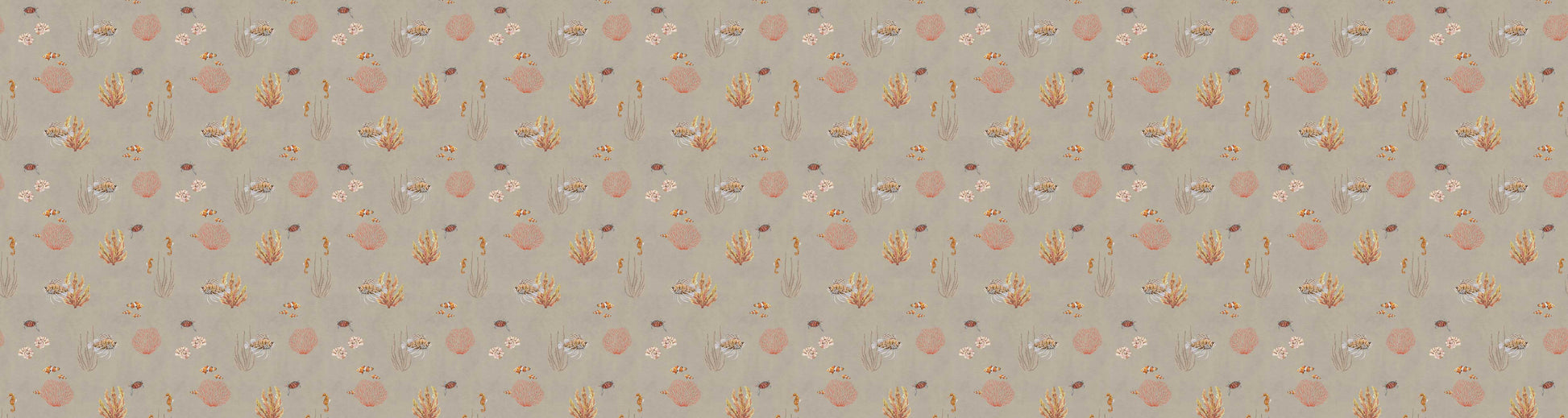 Coral Garden - Brown European wallpaper motif design for kids room — Artehub Egypt