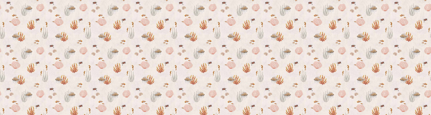Coral Garden - White European wallpaper motif design for kids room — Artehub Egypt