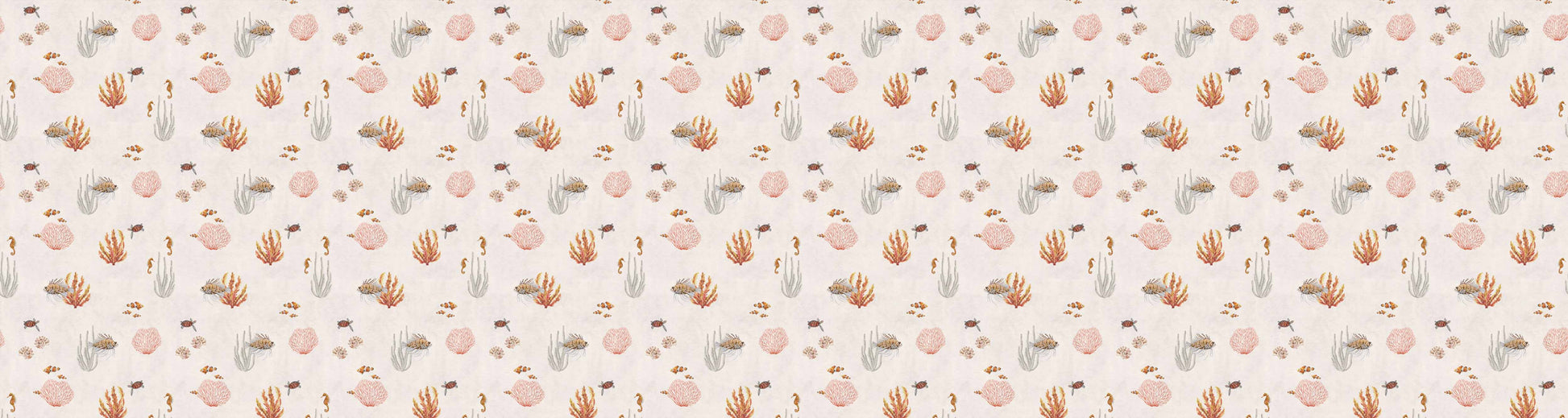 Coral Garden - White European wallpaper motif design for kids room — Artehub Egypt