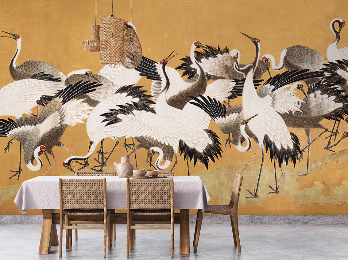 Crane Birds luxury wallpaper interior room:diningroom — Artehub Egypt