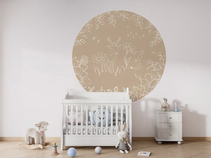 Deer Doodles - Beige - Circle