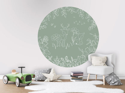 Deer Doodles - Green - Circle