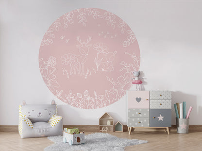 Deer Doodles - Pink - Circle
