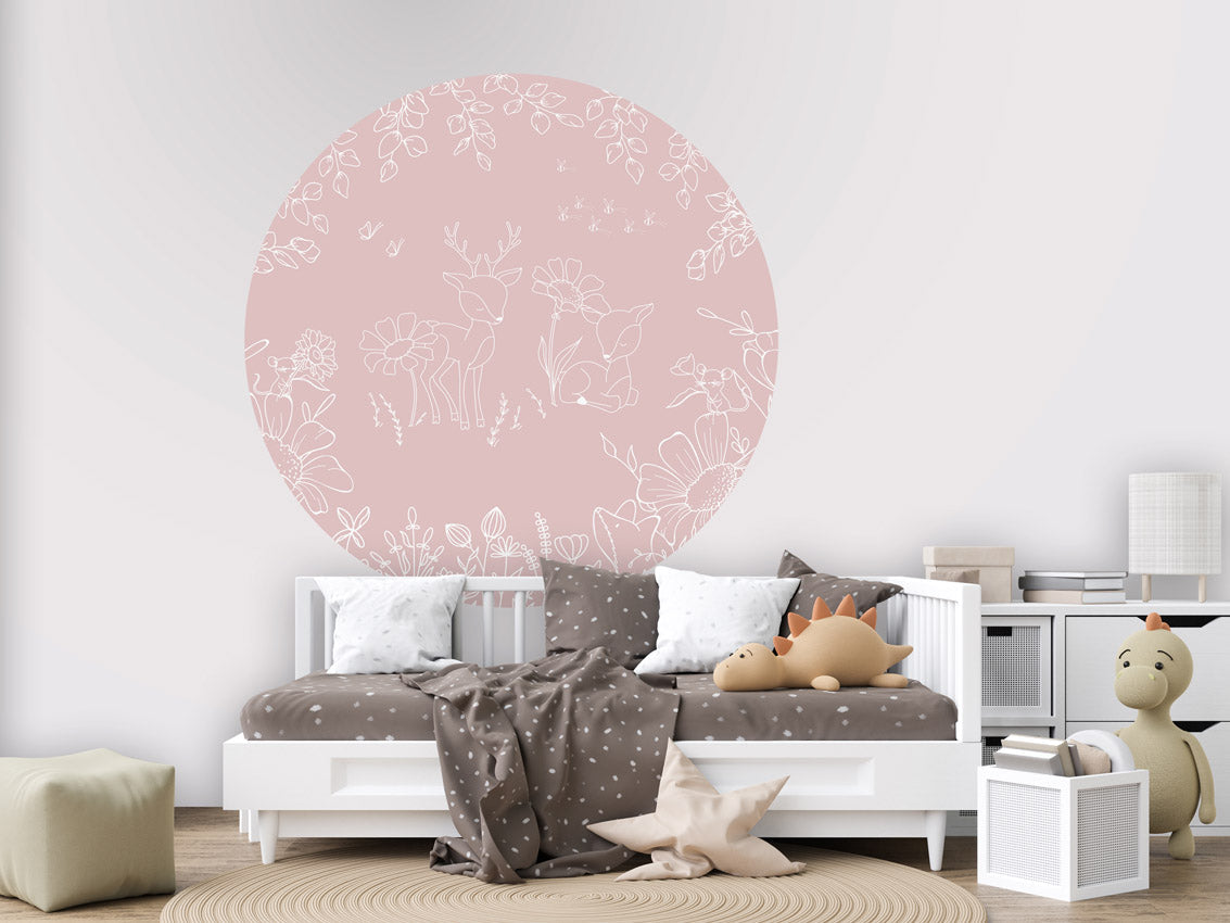 Deer Doodles - Pink - Circle