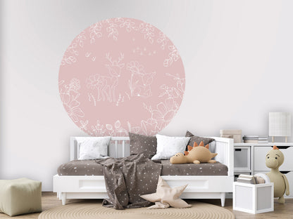 Deer Doodles - Pink - Circle