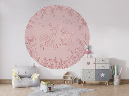 Deer Doodles - Pink Dark - Circle