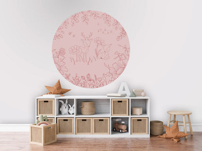 Deer Doodles - Pink Dark - Circle