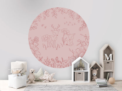 Deer Doodles - Pink Dark - Circle