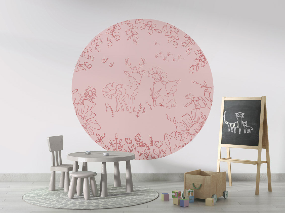 Deer Doodles - Pink Dark - Circle