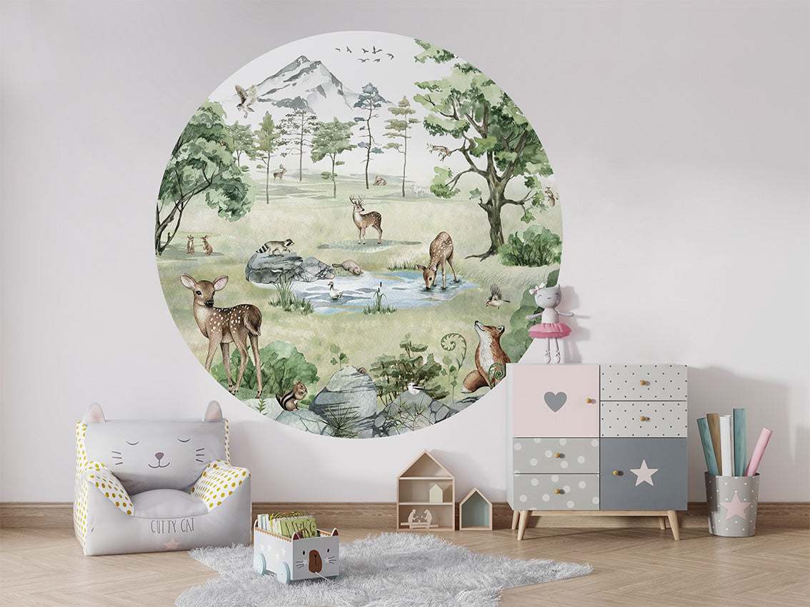 Deer Forest Summer wall circle sticker by Artehub