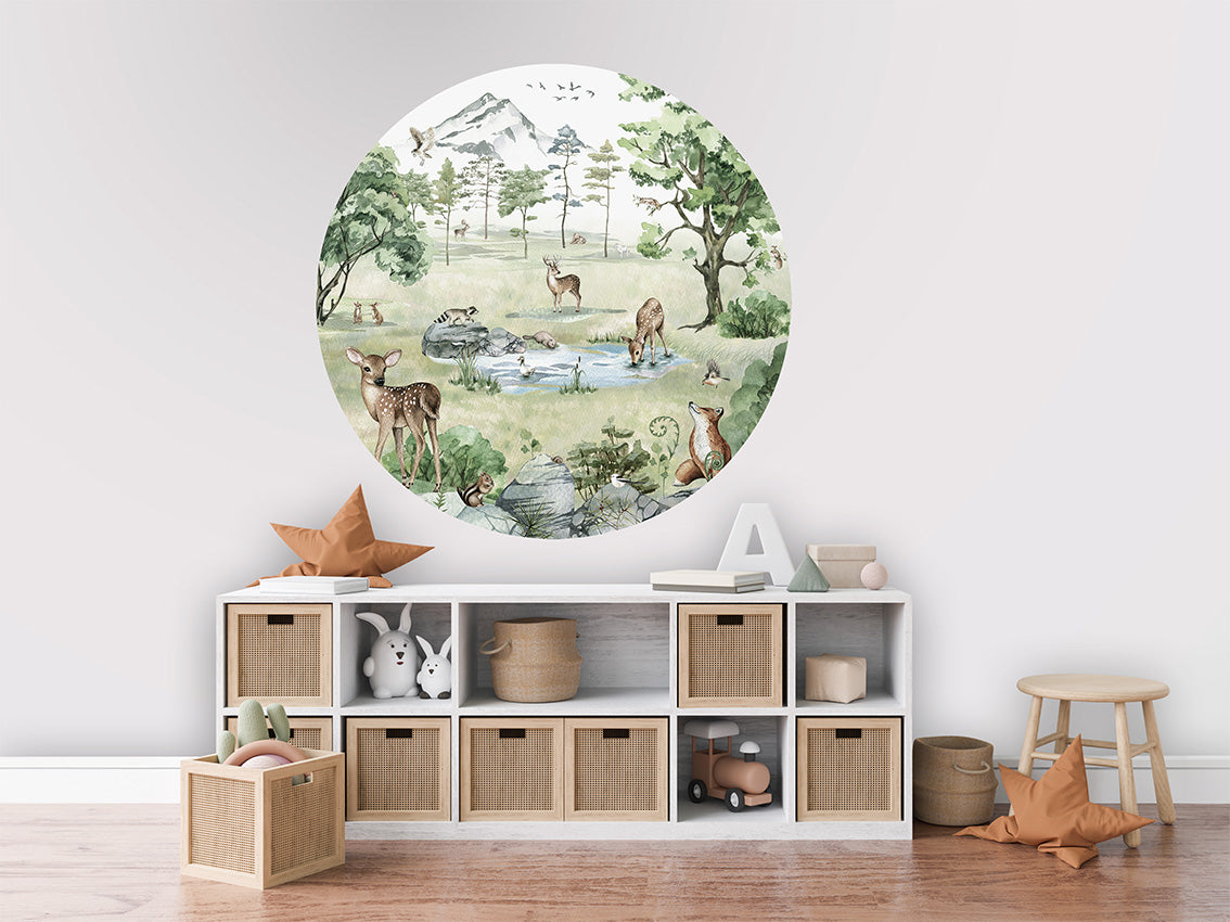 Deer Forest Summer wall circle sticker by Artehub