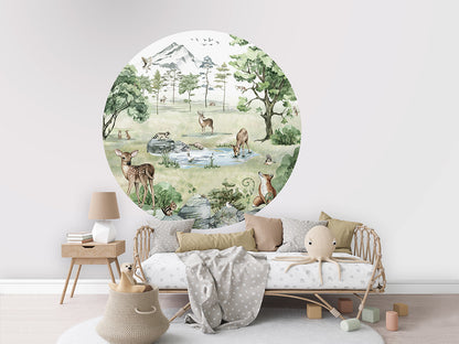 Deer Forest Summer wall circle sticker by Artehub