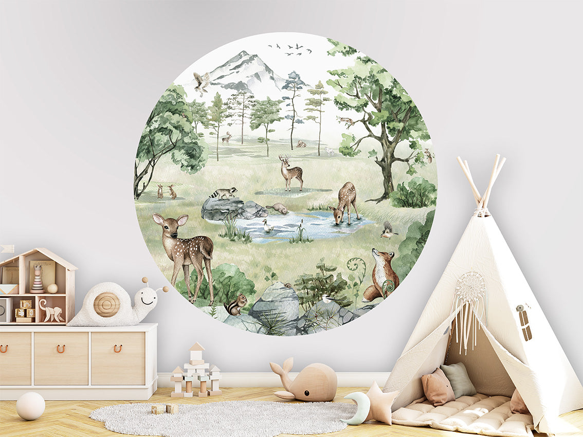 Deer Forest Summer wall circle sticker by Artehub