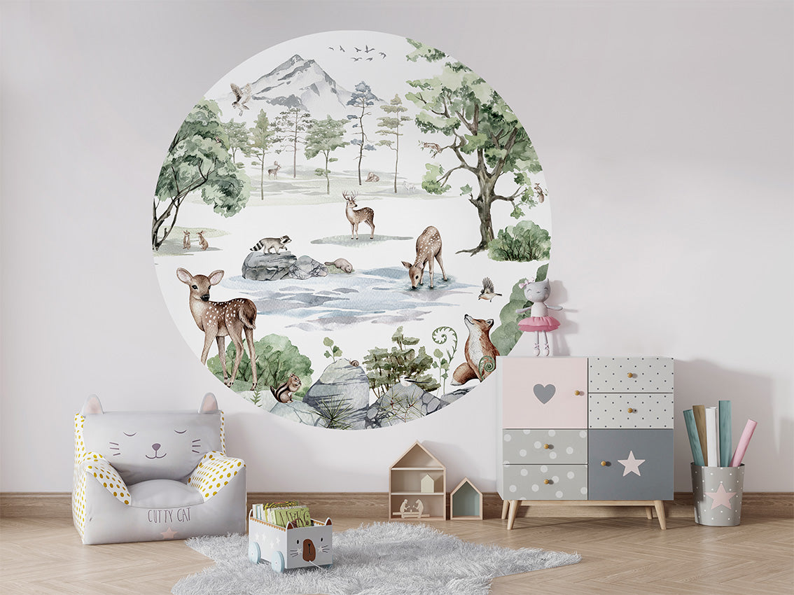 Deer Forest Winter wall circle sticker by Artehub