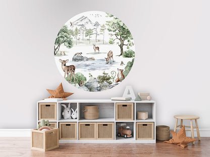 Deer Forest Winter wall circle sticker by Artehub