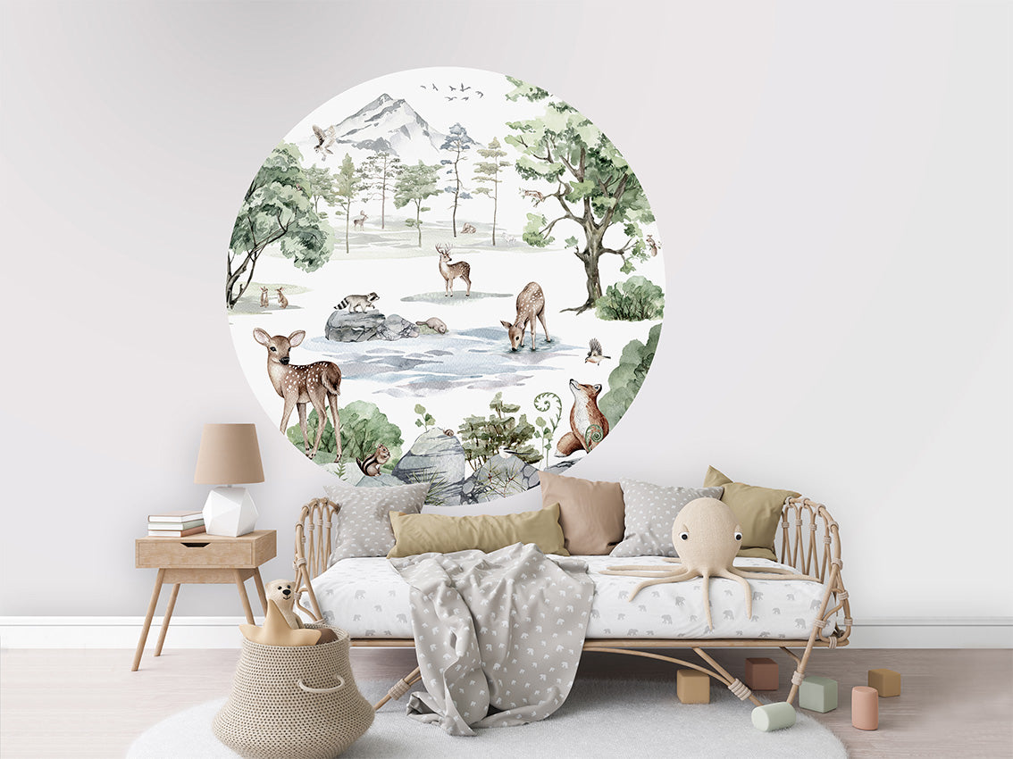 Deer Forest Winter wall circle sticker by Artehub