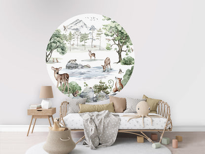 Deer Forest Winter wall circle sticker by Artehub