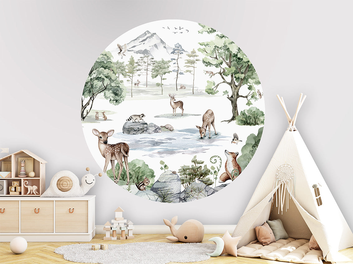 Deer Forest Winter wall circle sticker by Artehub