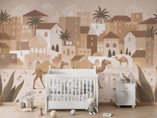 Desert Dreams - mono kids room wallpaper interior — premium wallpaper by Artehub Egypt