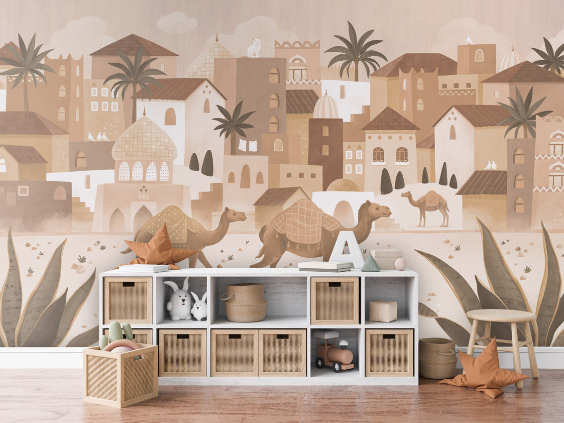 Desert Dreams - mono kids room wallpaper interior — premium wallpaper by Artehub Egypt