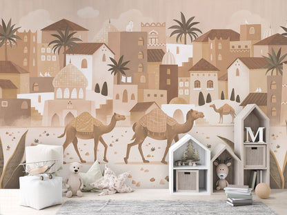 Desert Dreams - mono kids room wallpaper interior — premium wallpaper by Artehub Egypt