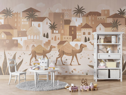 Desert Dreams - mono kids room wallpaper interior — premium wallpaper by Artehub Egypt