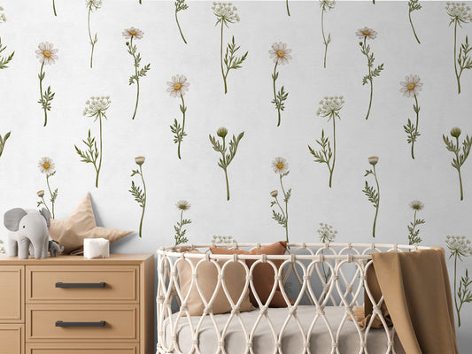 Dreamy Daisies luxury wallpaper in kids room interior — Artehub Egypt