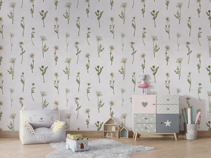 Dreamy Daisies luxury wallpaper in kids room interior — Artehub Egypt