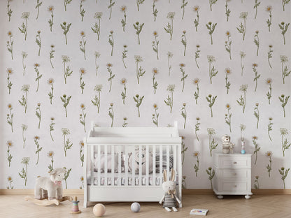 Dreamy Daisies luxury wallpaper in kids room interior — Artehub Egypt