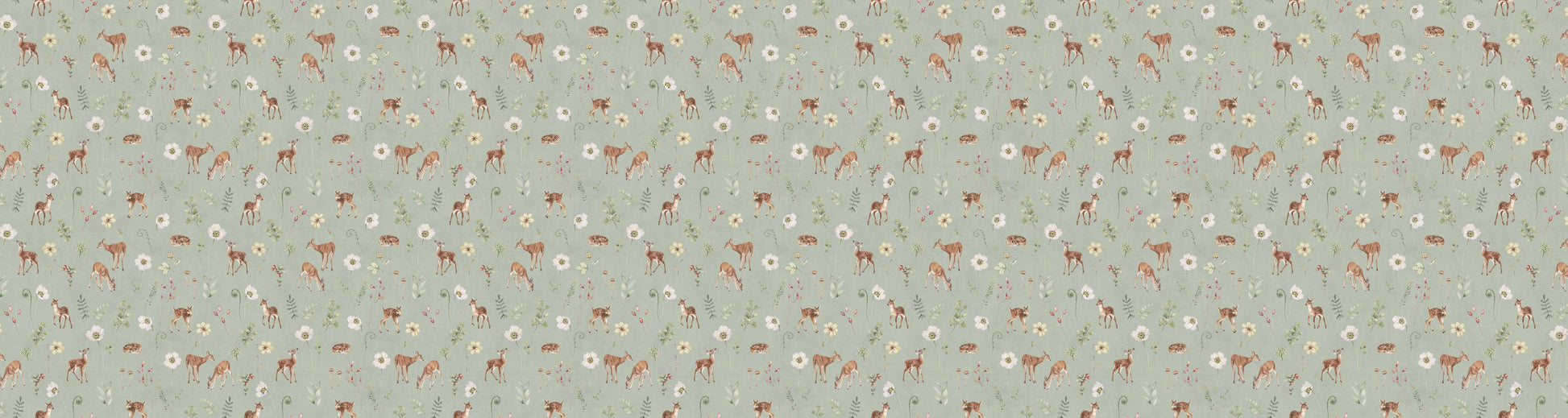Dancing Deer - Green European wallpaper motif design for kids room — Artehub Egypt