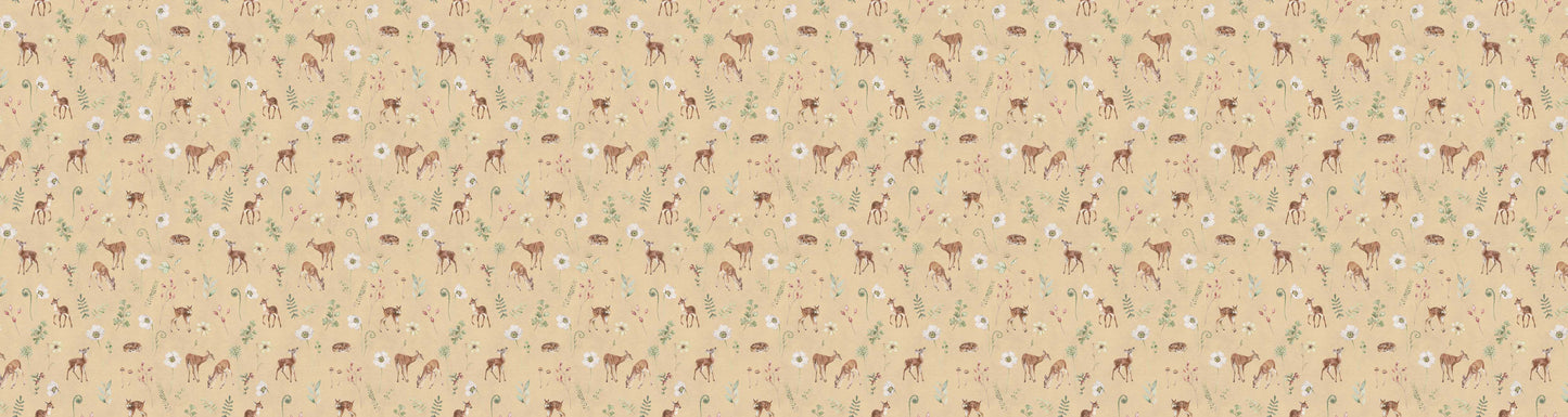 Dancing Deer - Yellow European wallpaper motif design for kids room — Artehub Egypt