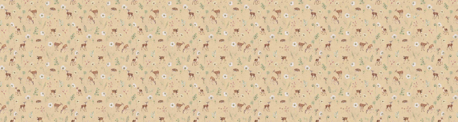Dancing Deer - Yellow European wallpaper motif design for kids room — Artehub Egypt