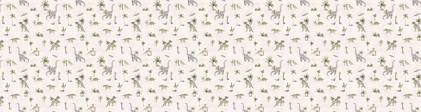 Dashing Dinos - White European wallpaper motif design for kids room — Artehub Egypt