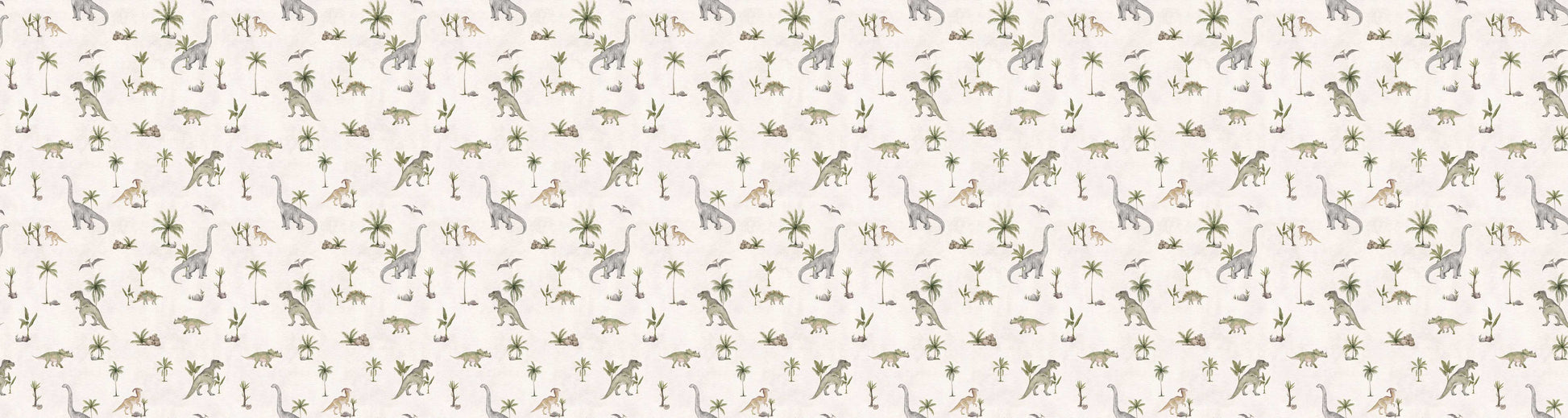 Dashing Dinos - White European wallpaper motif design for kids room — Artehub Egypt