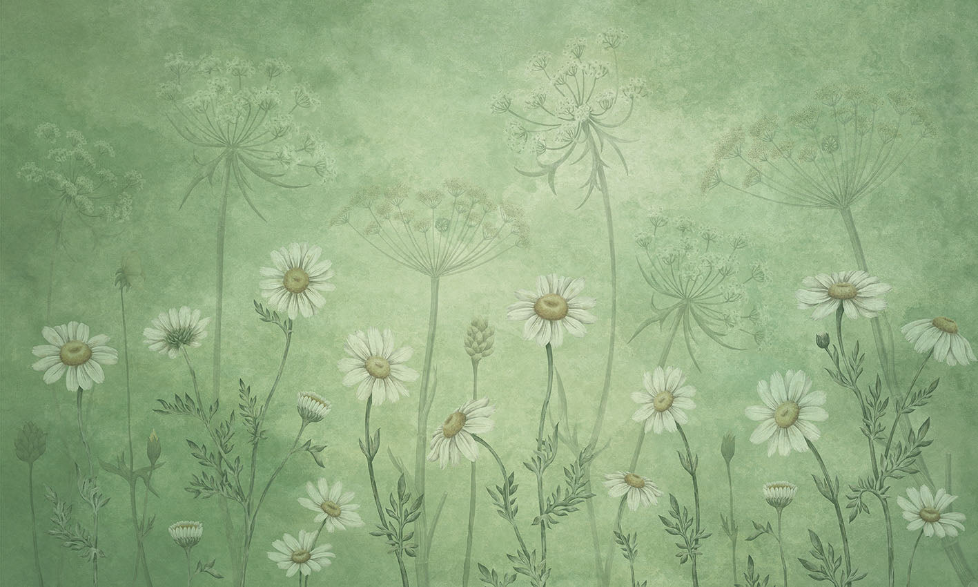 Dazzling Daisies - Green wallpaper design — Artehub Egypt