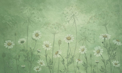 Dazzling Daisies - Green wallpaper design — Artehub Egypt