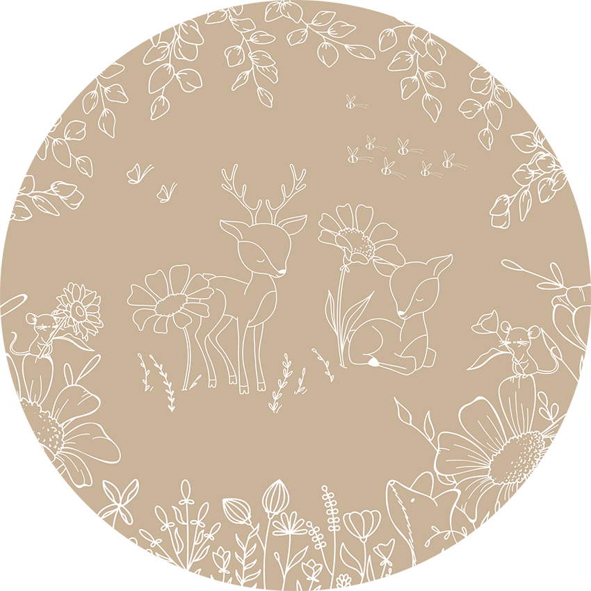Deer Doodles - Beige - Circle