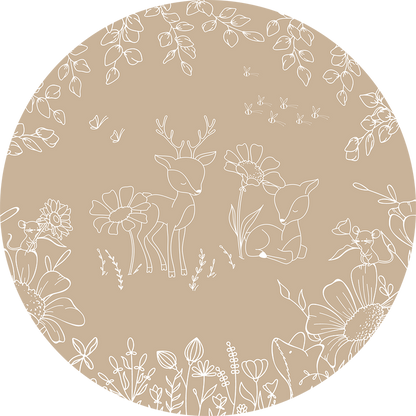 Deer Doodles - Beige - Circle